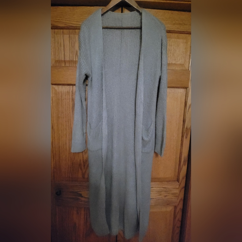 Women's Long Gray Sweater Cardigan